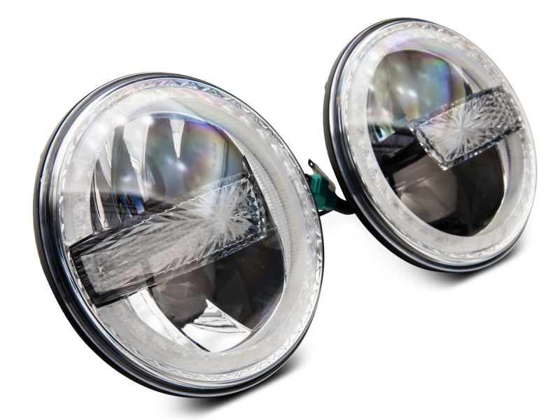 Raxiom Headlights Raxiom 97-18 Jeep Wrangler TJ/JK 7-Inch LED Headlights w/ Halos- Black Housing (Clear Lens)