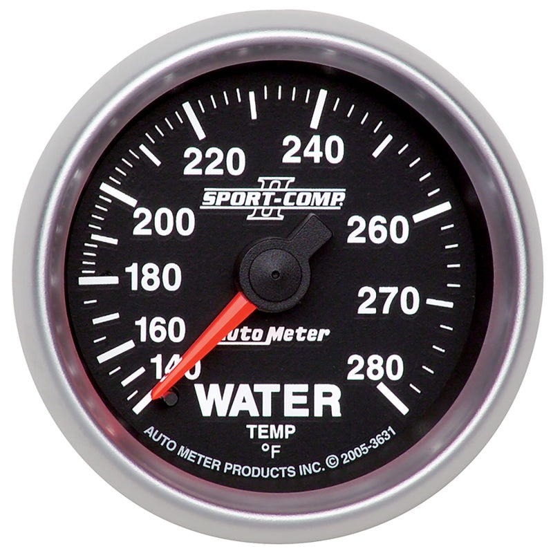 AutoMeter Gauges Autometer Sport-Comp II 2-1/16in 140-280 Deg Mechanical Water Temp Gauge - Black