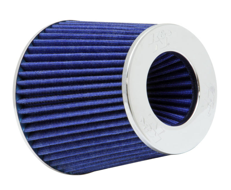 K&N Engineering Air Filters - Universal Fit K&N Universal Air Filter Chrome Round Tapered Blue - 4in Flange ID x 1.125in Flange Length x 5.5in H
