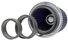 Load image into Gallery viewer, K&amp;N Engineering Air Filters - Universal Fit K&amp;N Universal Air Filter Chrome Round Tapered Blue - 4in Flange ID x 1.125in Flange Length x 5.5in H