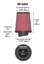 Load image into Gallery viewer, K&amp;N Engineering Air Filters - Universal Fit K&amp;N Round Tapered Universal Air Filter 3.5in Flange ID / 5.75in Base OD / 3.75in Top OD / 6in H