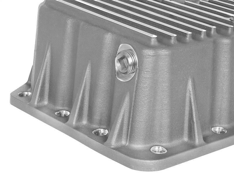 aFe Diff Covers aFe Street Series Engine Oil Pan Raw w/ Machined Fins; 11-17 Ford Powerstroke V8-6.7L (td)