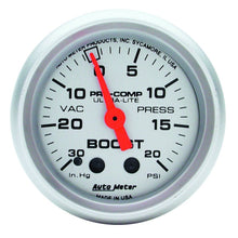 Load image into Gallery viewer, AutoMeter Gauges Autometer Ultra-Lite 52mm 20 PSI Mechanical Boost Gauge