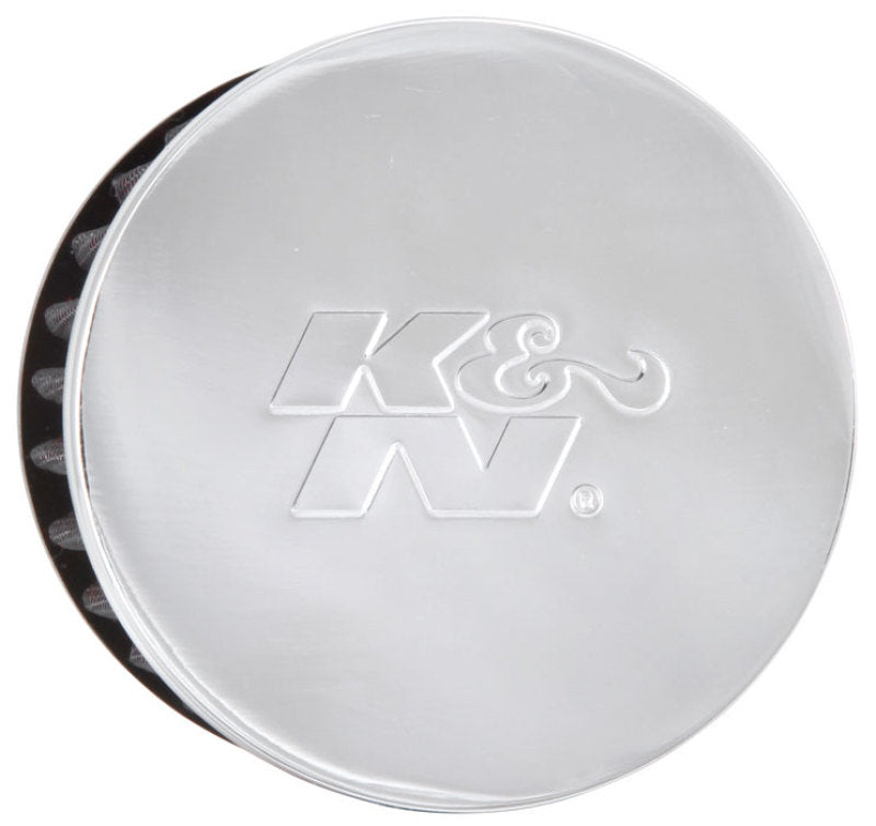 K&N Engineering Air Filters - Universal Fit K&N 1.5in Flange ID x 3in OD x 2.5in H Chrome Finish Rubber Base Crankcase Vent Filter