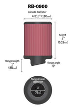 Load image into Gallery viewer, K&amp;N Engineering Air Filters - Universal Fit K&amp;N Universal Rubber Filter 3 inch 5 Degree FLG 4 1/2 inch OD 4 inch Height