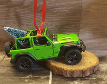 Load image into Gallery viewer, Offroad Trading Company Jeep Wrangler JL Green Ornament with Christmas Tree