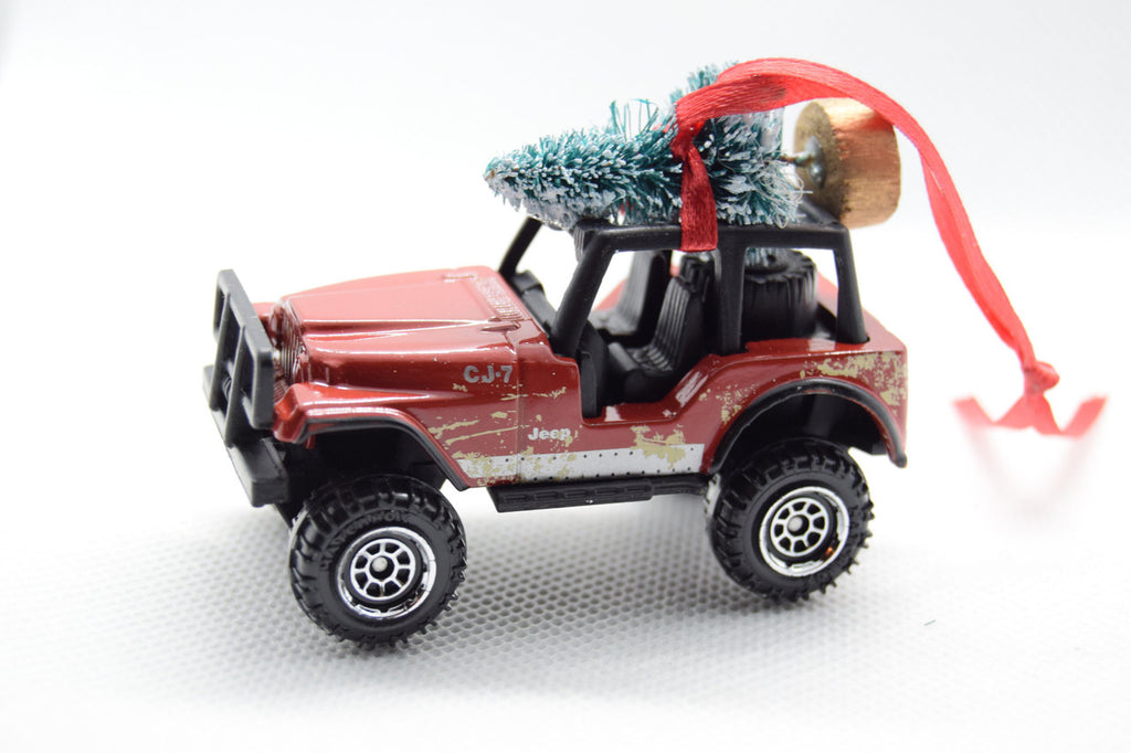 Offroad Trading Company Jeep CJ Christmas Ornament with Tree