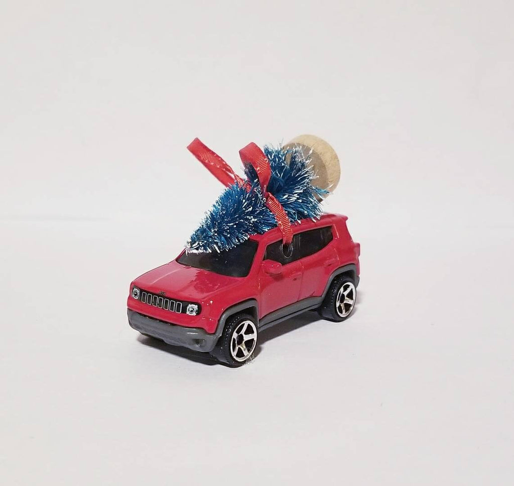 Offroad Trading Company Red Jeep Renegade Ornament with Tree