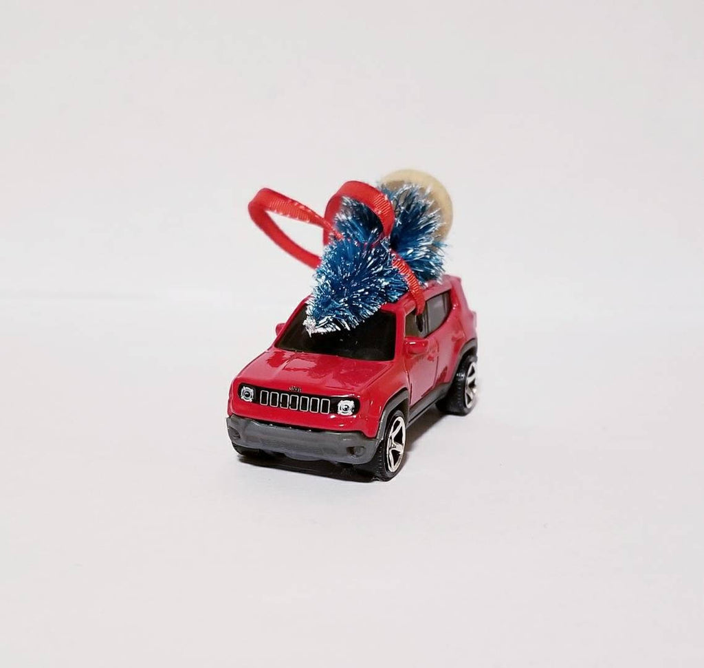 Offroad Trading Company Red Jeep Renegade Ornament with Tree