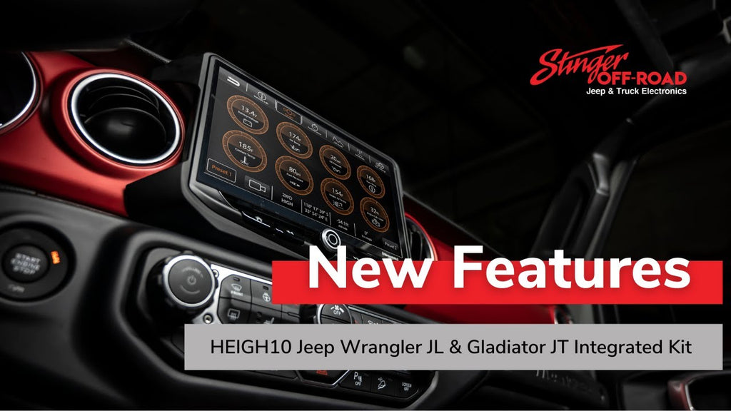 Stinger Off-Road Multimedia Jeep Wrangler JL and Gladiator JT (2018-2022) HEIGH10 10" Touchscreen Radio Plug-and-Play Replacement Kit | Displays Vehicle Information and Off-Road Mode