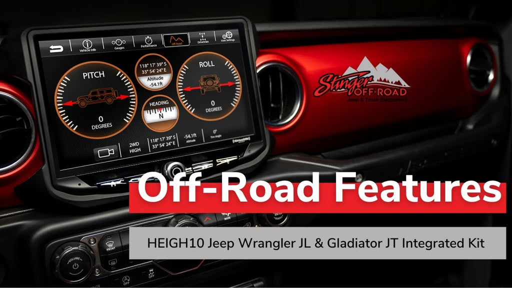Stinger Off-Road Multimedia Jeep Wrangler JL and Gladiator JT (2018-2022) HEIGH10 10" Touchscreen Radio Plug-and-Play Replacement Kit | Displays Vehicle Information and Off-Road Mode