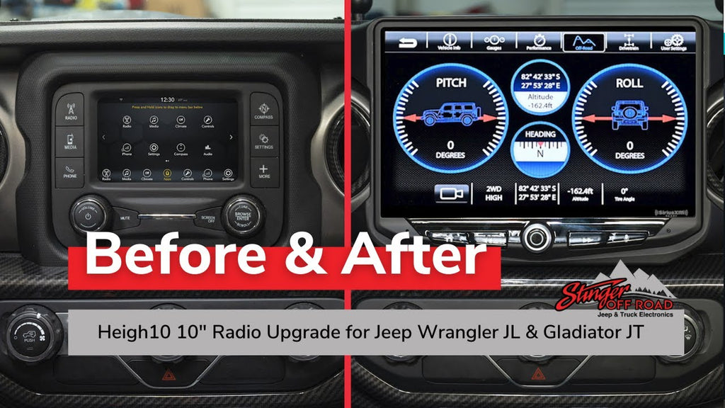 Stinger Off-Road Multimedia Jeep Wrangler JL and Gladiator JT (2018-2022) HEIGH10 10" Touchscreen Radio Plug-and-Play Replacement Kit | Displays Vehicle Information and Off-Road Mode