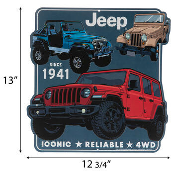ORB Jeeps Red, Blue, Tan Metal Sign