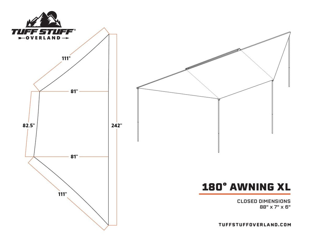 Tuff Stuff Overland Awning Tuff Stuff 180º Degree XL Awning