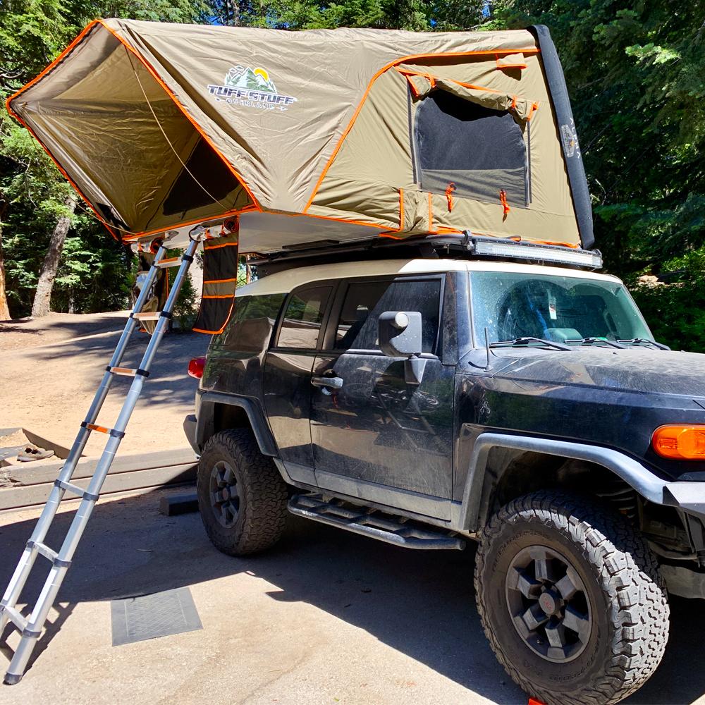 Tuff Stuff Overland Roof Top Tent Tuff Stuff ALPHA® Hard Top Side Open Tent, Black, 3+ Person