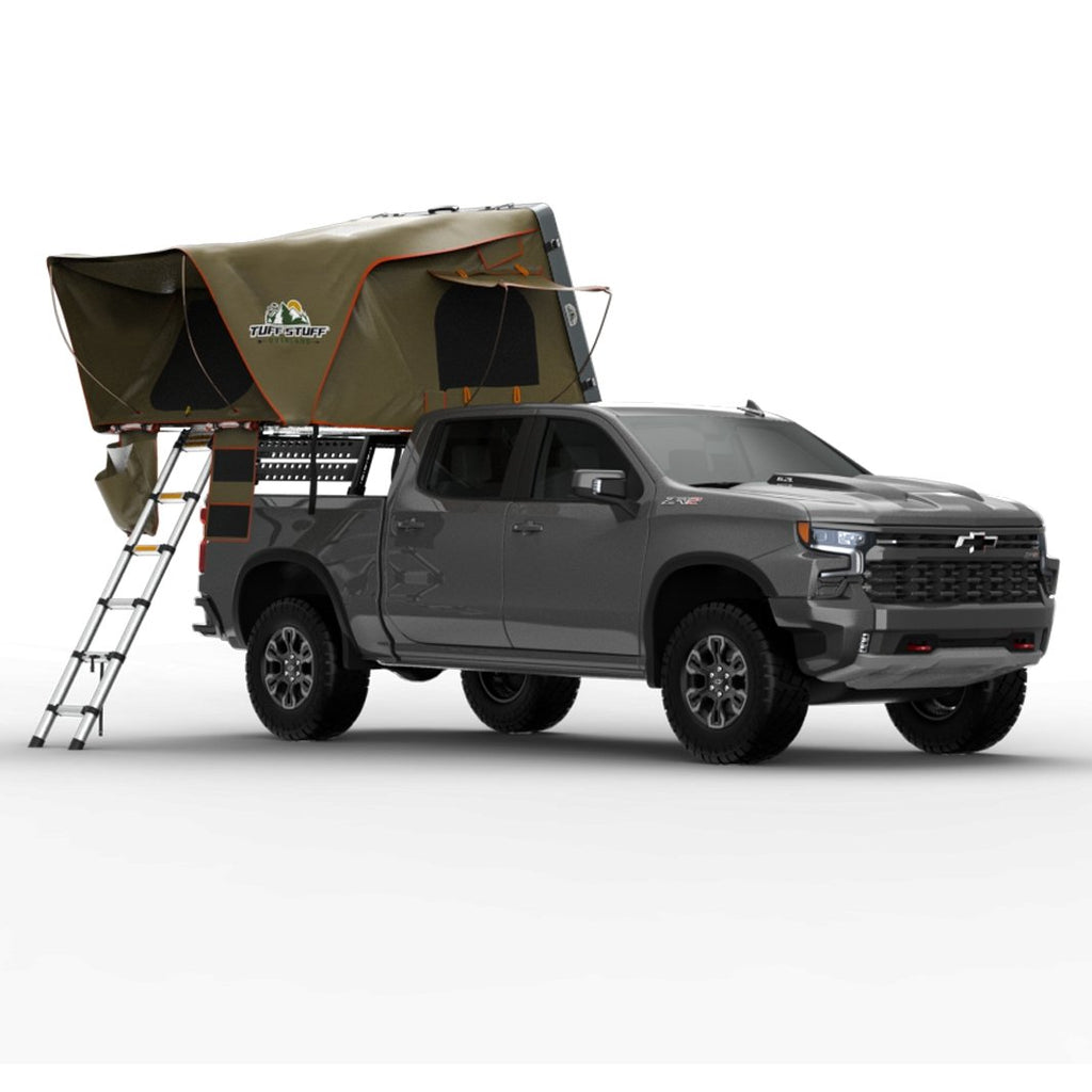 Tuff Stuff Overland Roof Top Tent Tuff Stuff ALPHA® Hard Top Side Open Tent, Gray, 3+ Person