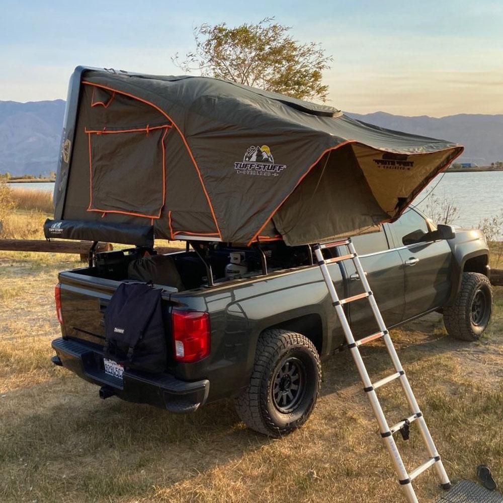 Tuff Stuff Overland Roof Top Tent Tuff Stuff ALPHA® Hard Top Side Open Tent, Gray, 3+ Person