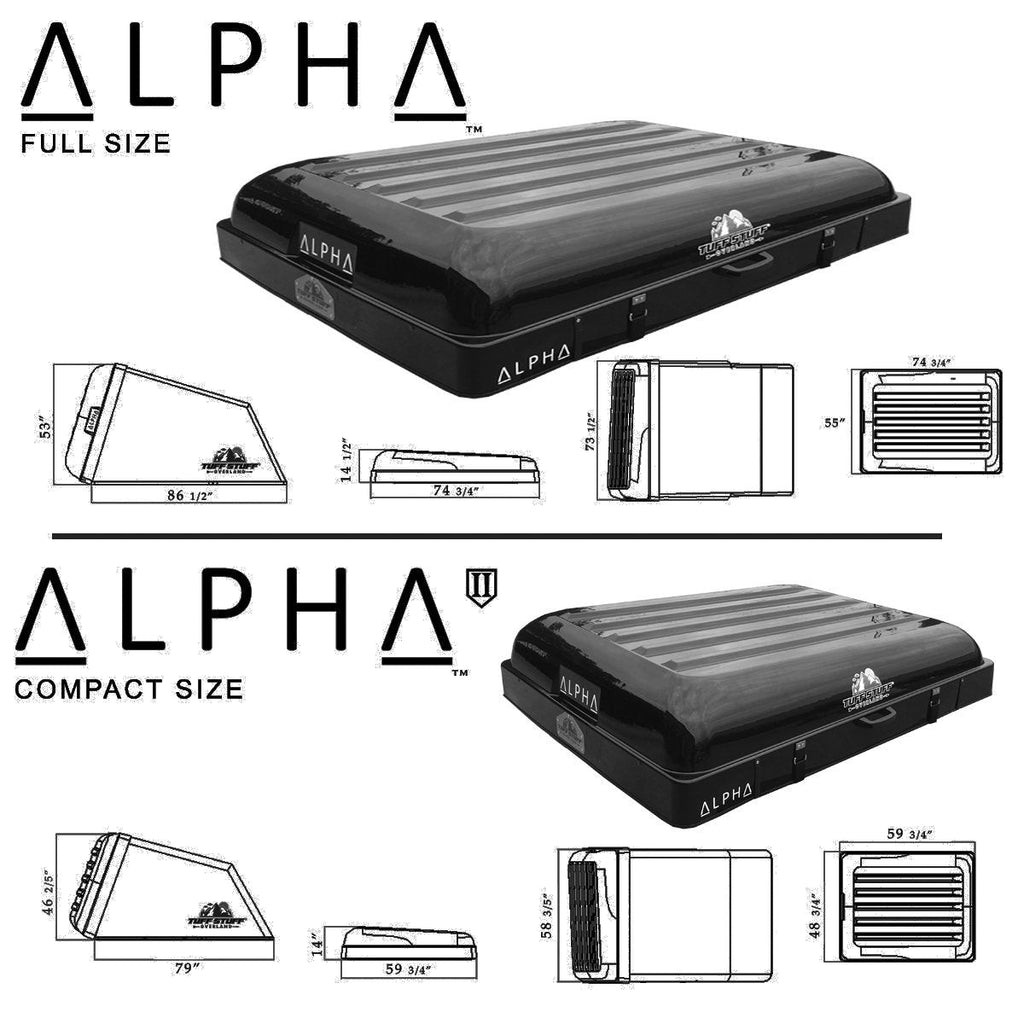 Tuff Stuff Overland Roof Top Tent Tuff Stuff ALPHA II® Hard Top Side Open Tent, Black, 2 Person