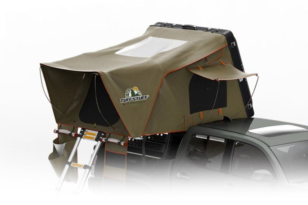 Tuff Stuff Overland Roof Top Tent Tuff Stuff ALPHA II® Hard Top Side Open Tent, Black, 2 Person